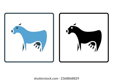 Cow Icon. Icon related to Farming And Farm. Suitable for web site design, app, user interfaces. Solid icon style. Simple vector design editable
