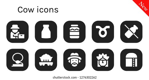  cow icon set. 10 filled cow icons. Simple modern icons about  - Farmer, Milk, Taurus, Dairy, Cowboy, Wagon, Indian, Harvest