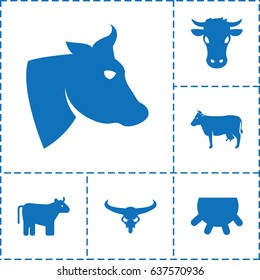 Cow icon. set of 6 cow filled icons such as cow, udder