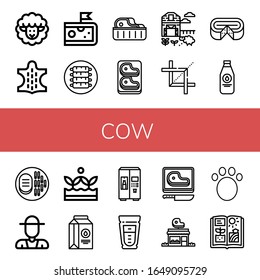 cow icon set. Collection of Lamb, Animal, Cheese, Ribs, Steak, Sheep farm, Crop, Milk bottle, Farmer, Crops, Milk, Butcher shop, Agriculture icons