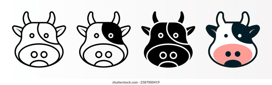 Cow icon set. cow head sign. for mobile concept and web design. vector illustration on white background