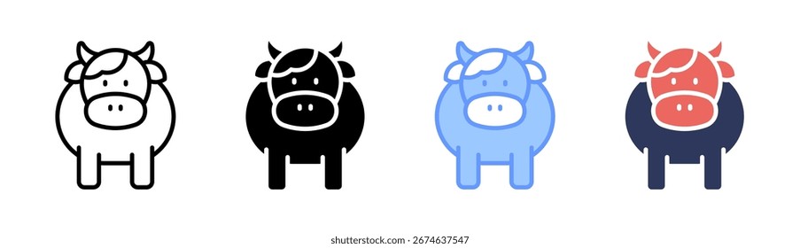 Cow Icon Set Multiple Style Collection