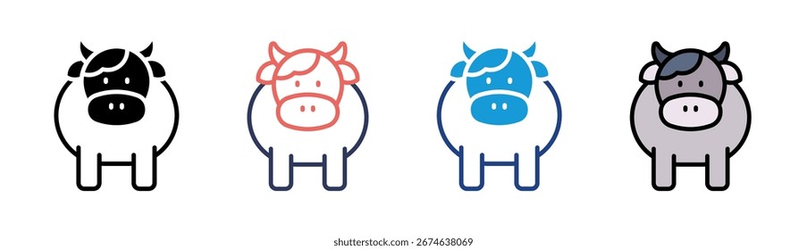 Cow Icon Set Multiple Style Collection
