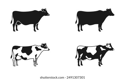 cow icon set vector illustration isolated on white background.