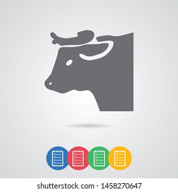 A cow icon. A sign of a farm and of meat. A symbol of a cow. Vector.