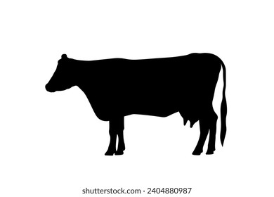 Cow icon, simple black silhouette, cattle