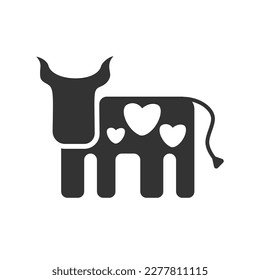 Icono de vaca. Diseño sencillo. Infografía. Imagen en blanco y negro. Imagen vectorial.
