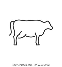 Cow icon. Simplified representation of a dairy cow, a staple in agricultural imagery, associated with milk and beef production. Ideal for agricultural businesses. Vector illustration