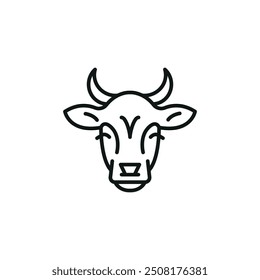 Cow icon. Simplified representation of a dairy cow, a staple in agricultural imagery, associated with milk and beef production. Ideal for agricultural businesses. Vector illustration