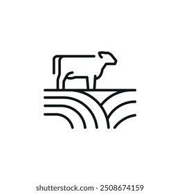 Cow icon. Simplified representation of a dairy cow, a staple in agricultural imagery, associated with milk and beef production. Ideal for agricultural businesses. Vector illustration