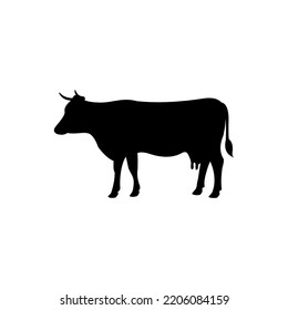 cow icon in solid black style vector