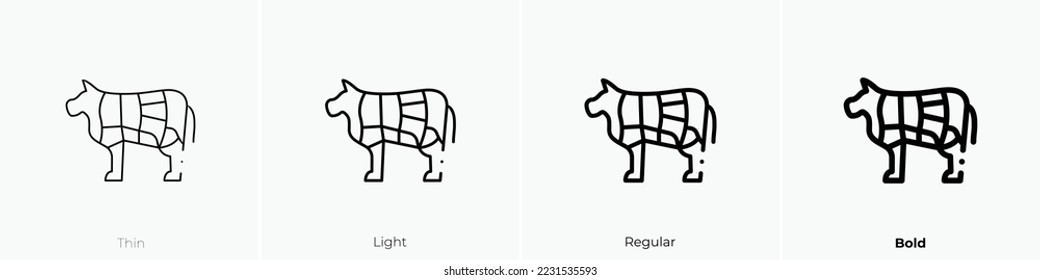 cow icon. Thin, Light Regular And Bold style design isolated on white background