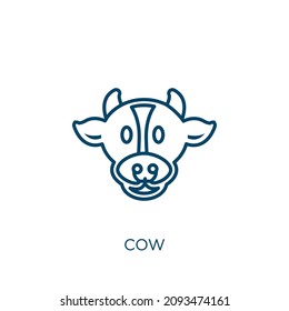 cow icon. Thin linear cow outline icon isolated on white background. Line vector cow sign, symbol for web and mobile