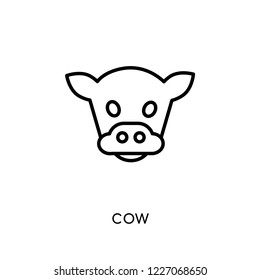 cow icon. Trendy modern flat linear vector cow icon on white background from thin line Agriculture, Farming and Gardening collection, outline vector illustration