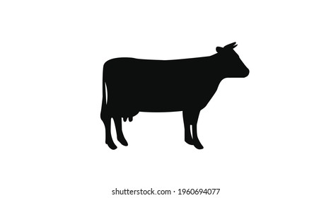 Cow Icon. Vector isolated black and white illustration of a cow.