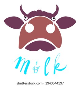 Cow icon vector isolated milk calligraphy design element farm animals dairy