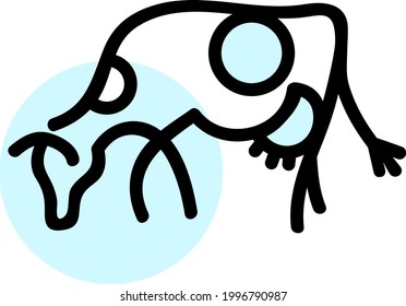 Cow icon vector in line art style. Outline  illustration  for use in web and mobile applications, logo, packaging design.