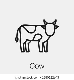 cow icon vector. Linear style sign for mobile concept and web design. cow symbol illustration. Pixel vector graphics - Vector.