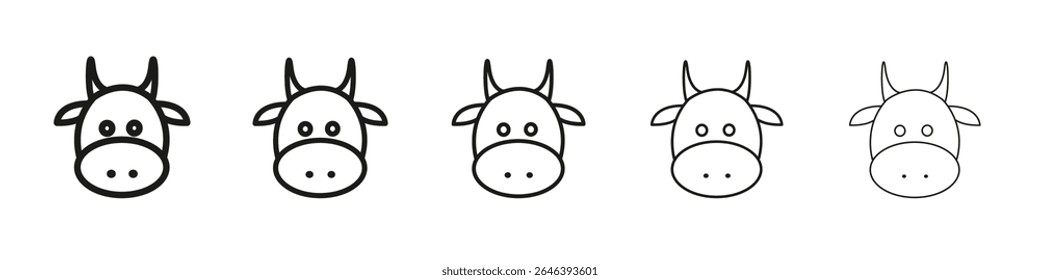 Signo de ilustración de conjunto de contorno de Vector de icono de vaca