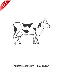 cow icon, vector silhouette cow, isolated cow sign