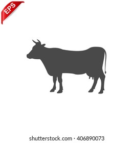 cow icon, vector silhouette cow, isolated cow sign