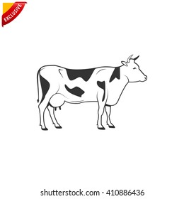 cow icon, vector silhouette cow, isolated cow sign
