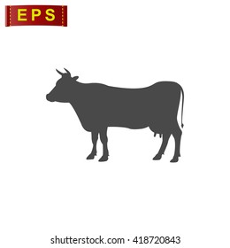 cow icon, vector silhouette cow, isolated cow sign