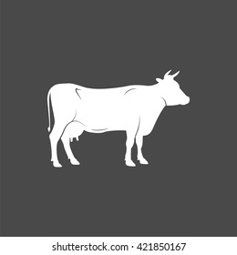 cow icon, vector silhouette cow, isolated cow sign