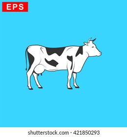 cow icon, vector silhouette cow, isolated cow sign
