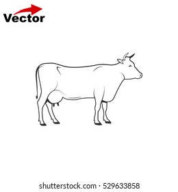 cow icon, vector silhouette cow, isolated cow sign
