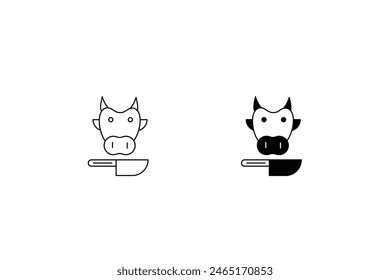 cow icon with white background vector stock illustration