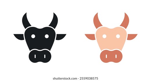 Cow icons in black and colored version