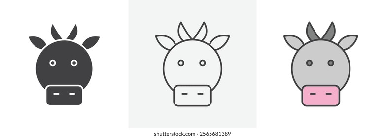 Cow icons in black and colored versions