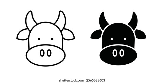 Cow icons in black and white colors