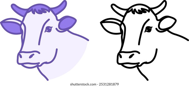 Cow Icons. Domestic Animal. Adult Cow Vector Illustration. Farming Concept