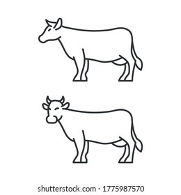 Cow Icons on White Background. Line Style Vector