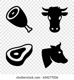 Cow icons set. set of 4 cow filled icons such as beef