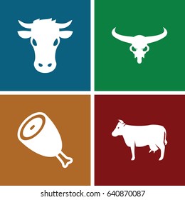 Cow icons set. set of 4 cow filled icons such as beef, cow