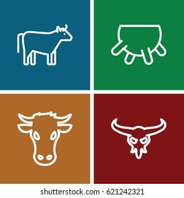 Cow icons set. set of 4 cow outline icons such as cow, bull skull
