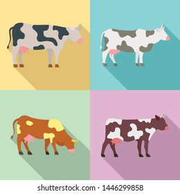 Cow icons set. Flat set of cow vector icons for web design