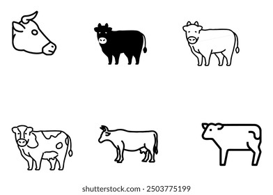 Cow icons set vector. editable	