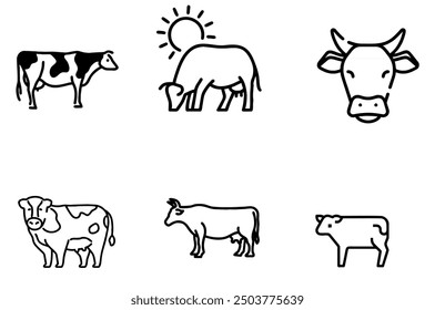 Cow icons set vector. editable	