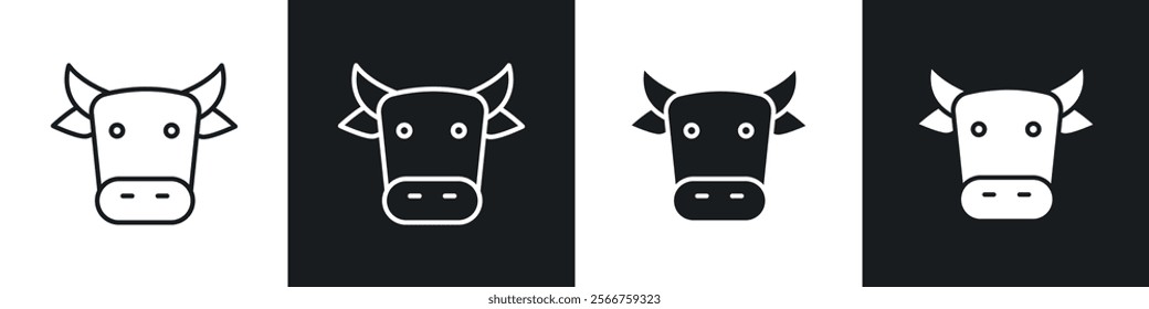 Cow icons in Thin line black color. flat simple vector symbols illustration.