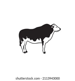 cow illustration black and white vector design