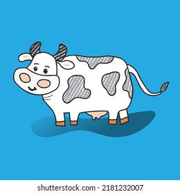 Ilustración de vacas sobre un fondo aislado.Caricatura breve del personaje animal de granja de vacas habla Moo sobre una burbuja de discursos.De la serie qué dicen los animales