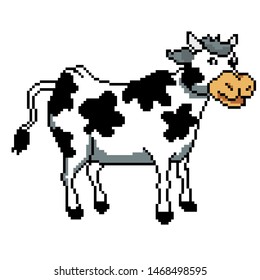 cow illustration pixel art style for game. animal pixel art style. eps 10