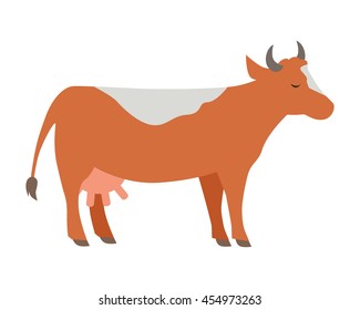 Cow illustration. Vector in flat style design. Domestic animal