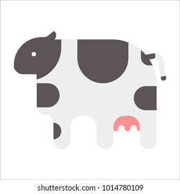Cow isolated on white background. Vector illustration in cartoon flat design style