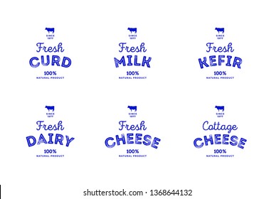 Cow isolated on white background. Milk, dairy, cheese, curd, yogurt, kefir logo, logotype. Butchery sign. Beef, farm symbol. Emblem, symbol, Stamp. Vector stencil illustration. Sketch. 