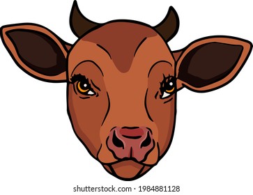 Cow isolated on white, hand drawn cattle, animal grazing vector illustration.  Milk farm pets.  Illustration for label, poster, print and design.